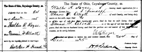 Marriage certificate for Fannie Elliott and Walter Keyes